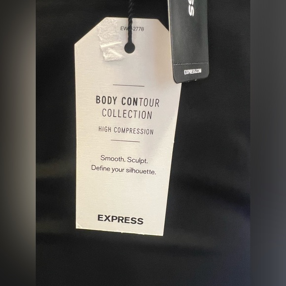 NWT EXPRESS Body Contour High Compression Square Neck Long Sleeve Top, Blk, Med - Picture 8 of 11